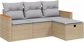 vidaXL 4 részes vegyes bézs polyrattan kerti ülőgarnitúra párnákkal
