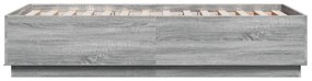 szürke sonoma színű szerelt fa ágykeret LED-del 75x190 cm