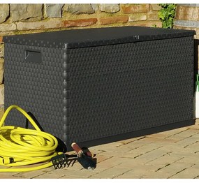 antracitszürke PP rattan kerti tárolóláda 120 x 56 x 63 cm