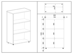 SimpleOffice közepes szekrény 80 x 40 x 120 cm, nyír