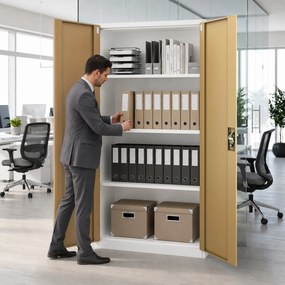 Irodai iratszekrény fehér / dió: Eco Design JAN 900 x 1850 x 400 mm