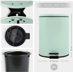 Mentazöld acél pedálos szemetes 3 l Adelar – Spirella