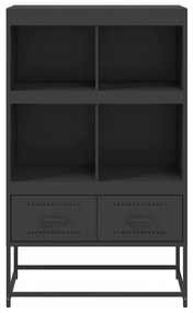 fekete acél magasszekrény 68x39x111,5 cm