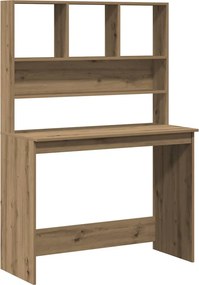 vidaXL kézműves tölgy szerelt fa íróasztal polcokkal 102 x 45 x 148 cm