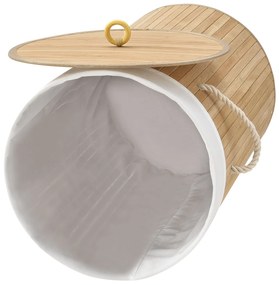 Juskys Bambusz szennyeskosár Curly Round - natúr