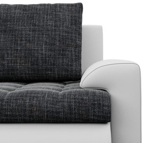 Tokio U sarokkanapé, 3 ágyneműtartóval, fonott + műbőr, baloldali, sötétszürke - fehér