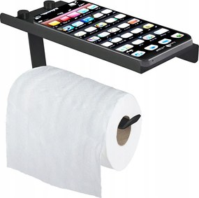 Wc Papír Tartó Polccal Okostelefon Számára Fekete Stílusos Fürdőszobába