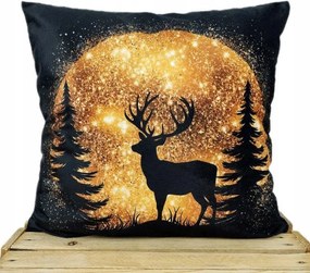 Karácsonyi díszpárnahuzat Arany Szarvas 40x40 Velvet hold glamour