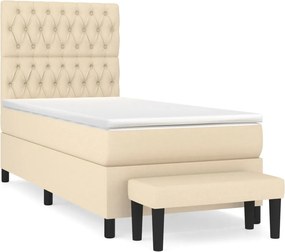 vidaXL krémszínű szövet rugós ágy matraccal 100 x 200 cm