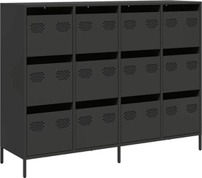 vidaXL fekete hidegen hengerelt acél tálalószekrény 135x39x103,5 cm