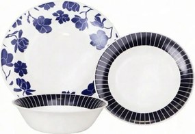 Ebédlőtál 18 El Bestler Fehér Tányér 6 Személyes Kék Virág Mintás