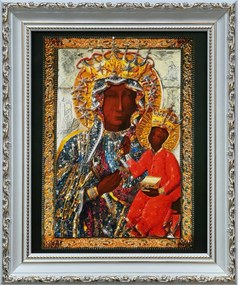 Vászonkép 31x26 Szűz Mária Fehér Díszített Keret