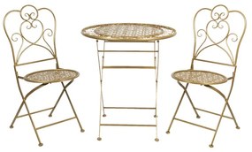 Vintage kerti bútor szett bistro asztal székkel arany szinű