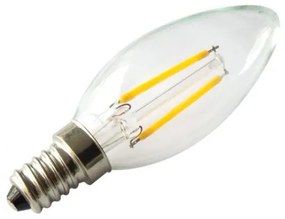 LED lámpa , égő , izzószálas hatás , filament , gyertya , E14 foglalat , 4 Watt , 300° , meleg fehér , dimmelhető