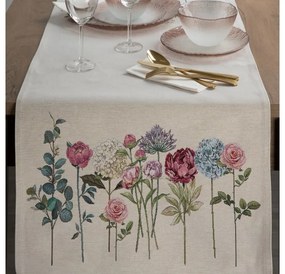 Gobelin asztali futó nyári virágok motívumával Natúr 50x110 cm