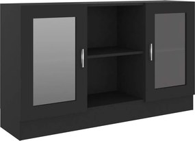 vidaXL fekete szerelt fa vitrinszekrény 120 x 30,5 x 70 cm