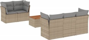 vidaXL 6 részes bézs polyrattan kerti ülőgarnitúra párnával