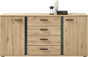 Komód, artisan tölgy/fekete, KANODE