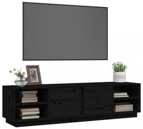 fekete tömör fenyőfa TV-szekrény 156 x 40 x 40 cm