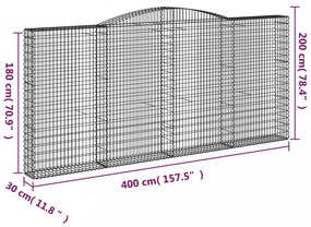 6 db íves horganyzott vas gabion kosár 400x30x180/200 cm