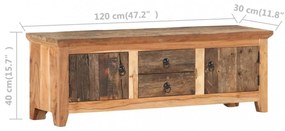 tömör akác és újrahasznosított fa tévészekrény 120x30x40 cm