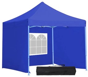 Összecsukható kerti pavilon több típusban-2,9x2,9 méteres-kék-pavilon+oldalfal+hordtáska