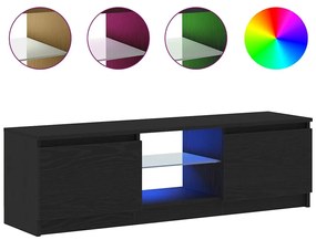 fekete tölgy szerelt fa TV-szekrény LED-ekkel 120x30x36 cm