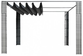 szürke és antracit polyrattan pavilon tetővel 300x300x200 cm