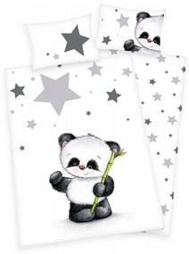 Herding Jana Star Panda gyerek flanell ágyneműhuzat a kiságyba, 135 x 100 cm, 40 x 60 cm