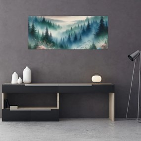 Kép - Erdős táj köddel (120x50 cm)