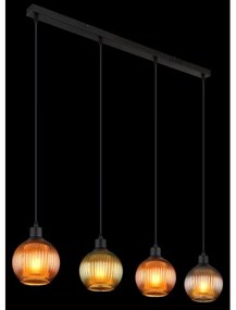 Globo 15638-4 - Csillár zsinóron ZUMBA 4xE27/25W/230V réz/zöld/kék