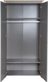 Antracitszürke-natúr színű gyerek ruhásszekrény tölgyfa dekorral 50x190x96 cm Anna – Roba