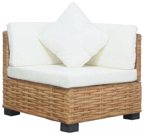 természetes rattan sarokkanapé párnával