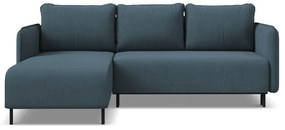 Kék kinyitható-tárolóhelyes sarokkanapé (bal oldali) Luana – Makamii
