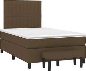 vidaXL sötétbarna szövet rugós ágy matraccal 120 x 190 cm