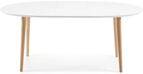 Fehér bővíthető étkezőasztal fehér asztallappal 90x140 cm Oqui – Kave Home