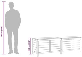 fehér tömör fenyőfa kerti tárolóláda 198,5 x 50 x 56,5 cm
