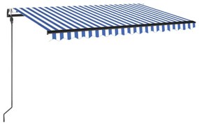 kék/fehér automata szélérzékelős és LED-es napellenző 400x300cm