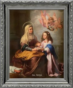Vászonkép 31x26 Szent Anna Ezüst Díszített Keret