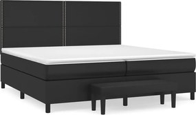 vidaXL fehér műbőr rugós ágy matraccal 200 x 200 cm