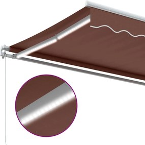 Barna kézzel kihúzható LED-es napellenző 450 x 350 cm