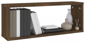 4 db barna tölgy színű szerelt fa fali kockapolc 60x15x23 cm