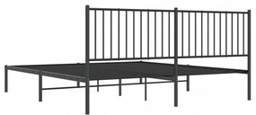 fekete fém ágykeret fejtámlával 180 x 200 cm
