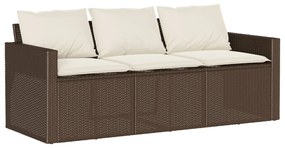2 részes barna polyrattan kerti étkezőgarnitúra párnákkal