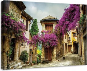 Vászonkép 70x50 Ómediterrán kisváros keskeny kő utca