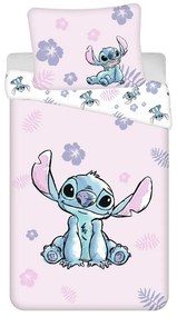 Világos rózsaszín egyszemélyes pamut gyerek ágyneműhuzat 140x200 cm Lilo & Stitch "Pink" – Jerry Fabrics