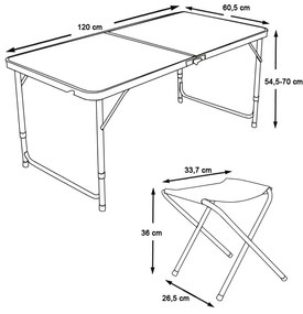 Kemping asztal 4 székkel