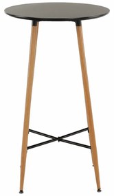 Bárasztal, fekete/tölgy, átmérő 60 cm, IMAM