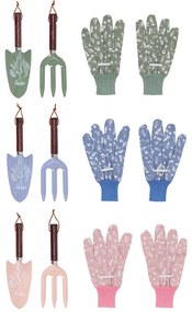 Mezei virág mintás kerti eszköz és kesztyű szett, zöld