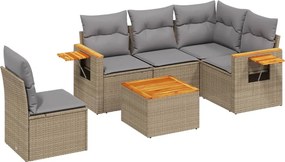 vidaXL 6 részes bézs polyrattan kerti ülőgarnitúra párnával
